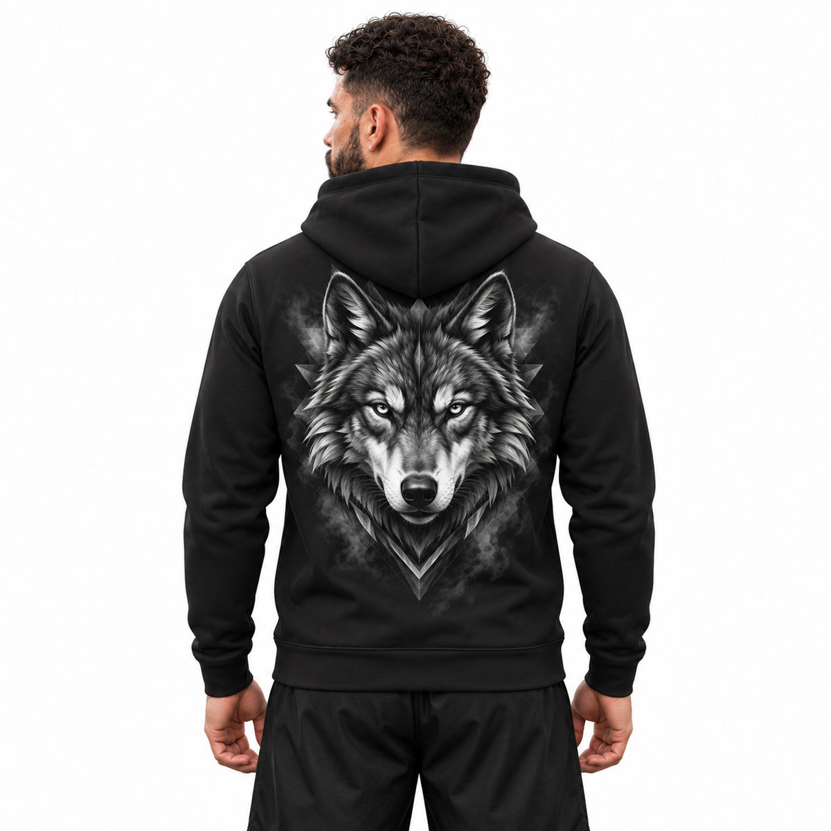 Bravo Men’s Lone Wolf Black Pullover Hoodie