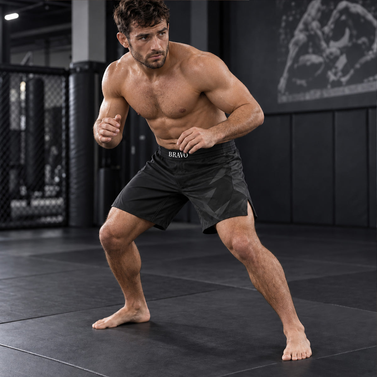Bravo Men’s Terrain Pro BJJ Fight Shorts – Black & Bronze