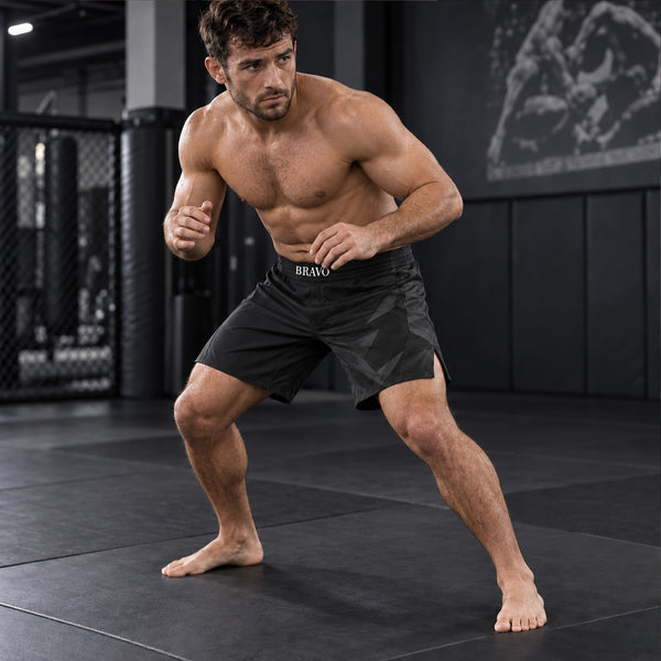 Bravo Men’s Terrain Pro BJJ Fight Shorts – Black & Bronze