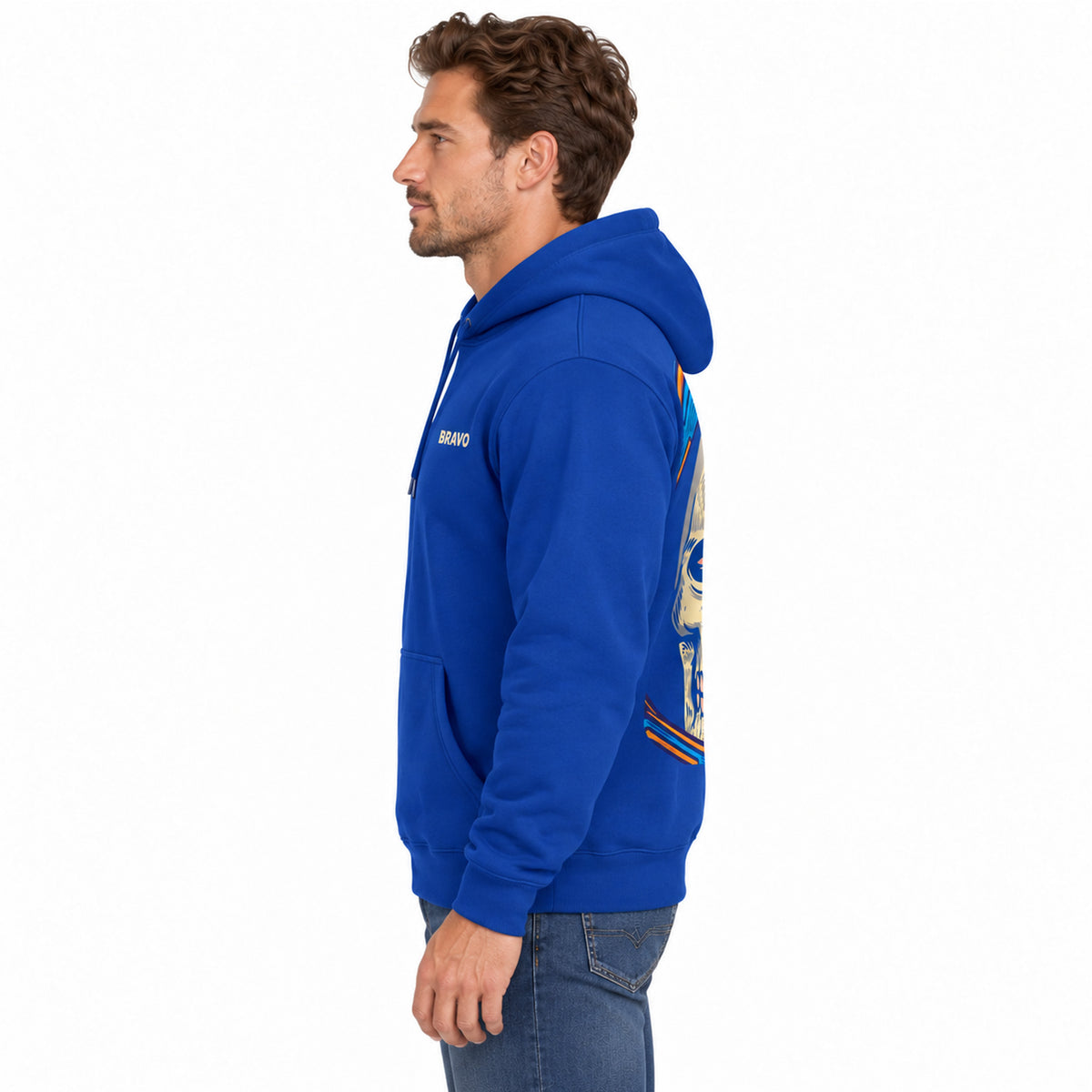 Bravo Men’s Cobalt Skull Graphic Pullover Hoodie