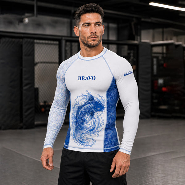 Bravo Men’s Blue Koi Wave Long-Sleeve Rash Guard